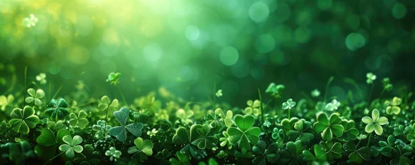 Foto op Canvas background of leprechaun style, Clover leaves, Saint Patrick day, banner with copy space, Generative AI  © SOLO PLAYER