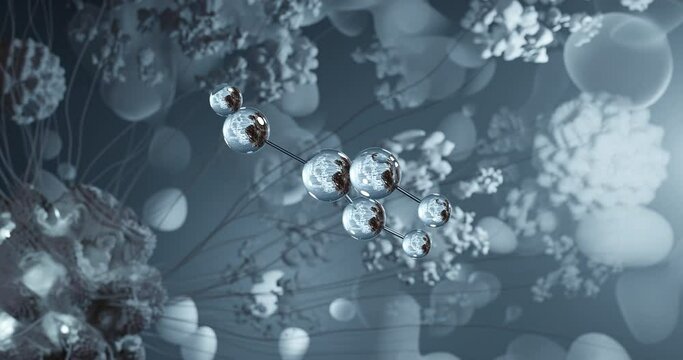 Boric acid rotating molecular 3d structure ball-and-stick model, looped video orthoboric acid