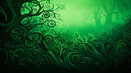 Fototapeta na wymiar Intricate and vibrant green background with abstract celtic patterns and designs