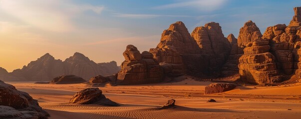 View of a generic rocky mountains of AlUla desert Saudi Arabia, Generative AI