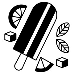 Lemon Ice lolly glyph and line vector illustration