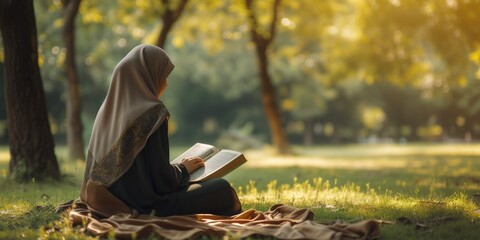 A Muslim woman prays - obrazy, fototapety, plakaty