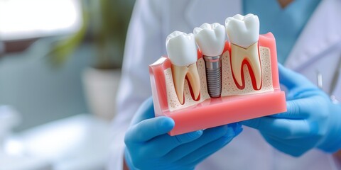 Dentist With a Digital Model of a Dental Implant