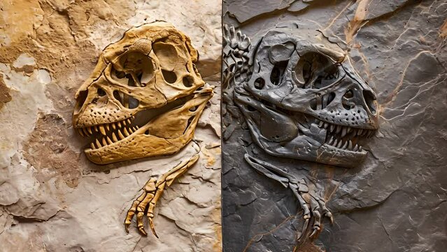 A sidebyside comparison of two fossils one dated using radiometric dating and the other using stratigraphy showing how both ods can be used together to determine a more accurate