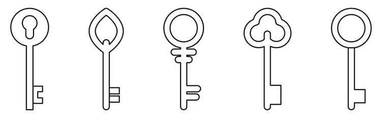 Set of line key icons. Vector illustration isolated on white background