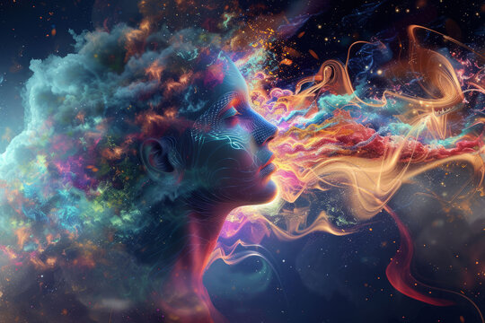 A visual representation of the intersection of human creativity and digital evolution through vivid surrealist elements.