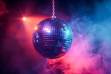 Fototapeta na wymiar A shimmering sphere suspended from a chain, illuminating the dance floor with dazzling lights, bringing joy and energy to the disco night
