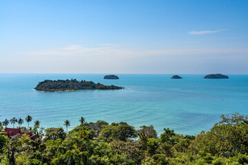 Beautiful view of the 4 islands, Koh Man Nai, Koh Man Nok, Koh Pli, Koh Yuak, seen from Koh Chang...
