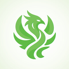 Green Phoenix, Bird flying, Vector File, Logo design, Phoenix Illustration