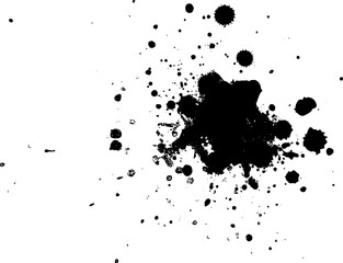 black ink dropped splatter splash on white background