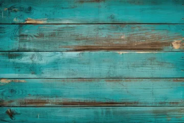 Foto op Aluminium Old brown turquoise wooden background. Natural wood in grunge style © May