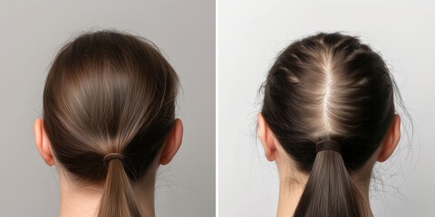 Hairloss problem. before and after - obrazy, fototapety, plakaty