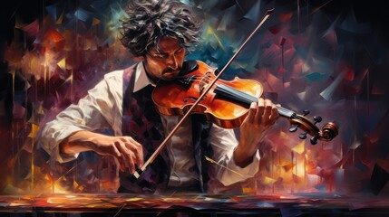 An classical violinist man is playing the violin music band orchestra group.	
 - obrazy, fototapety, plakaty