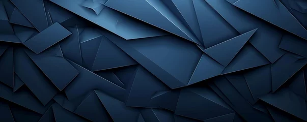 Fotobehang Abstract texture dark blue background banner panorama long with 3d geometric triangular gradient shapes for website, business, print design template metallic metal paper pattern, Generative AI © Image Quotient