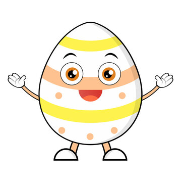 easter eggs cute cartoon character Good mood face