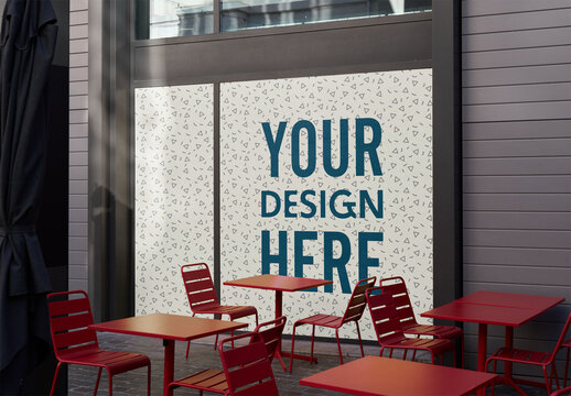 Mockup of customizable poster inside cafe