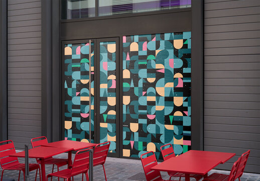 Mockup of customizable artwork inside cafe