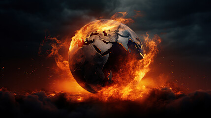 Apocalyptic Vision of a Fiery Globe