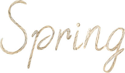 Hand Drawn Watercolor The Word Spring Written in Rope