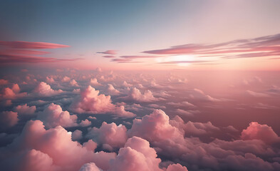soft pink clouds from above