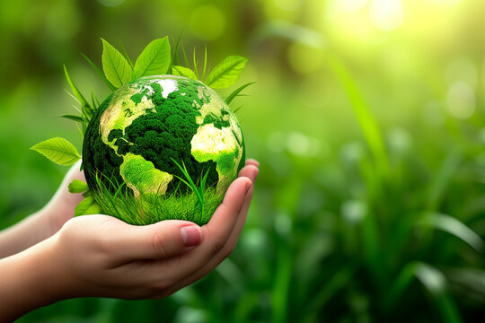 Picture of sustainable practices hand holding the world.
