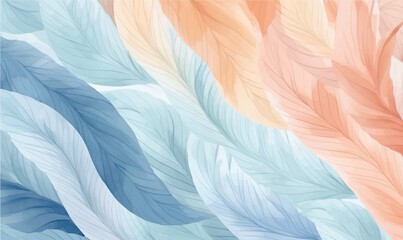 Fototapeta na wymiar watercolor background pastel colorful feathers