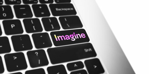 creative keyboard with imagine text on enter button