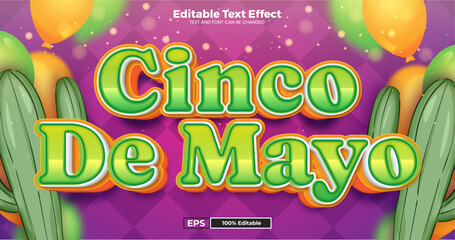 Cinco De Mayo Editable text effect in modern trend style