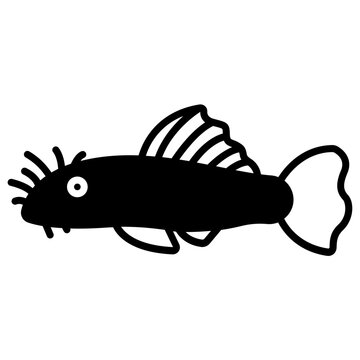 Ancistrus Fish glyph and line vector illustration