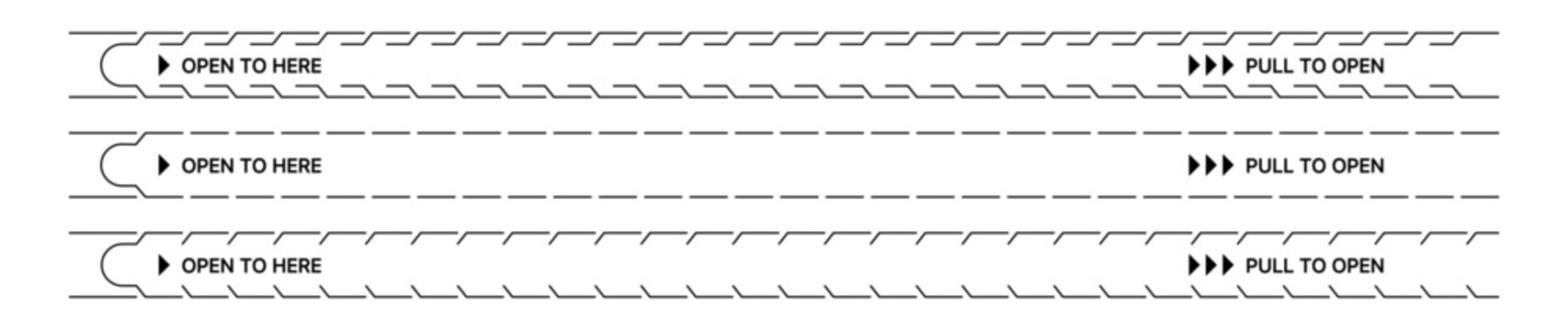 OPEN TO HERE series of perforated pull tabs with instruction