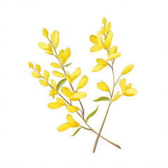 yellow flowers forsythia illustration isolated