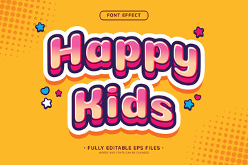 editable vector 3d text effect happy kids font design