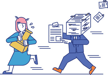 印鑑が必要な書類から逃げるビジネスパーソン