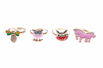 Children's rings with different animals