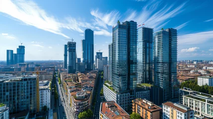 Peel and stick wall murals Milan Italy Milan view to modern skyscrapers