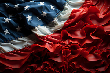 Silk American flag rippling with pride and elegance - obrazy, fototapety, plakaty