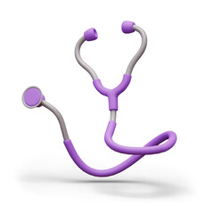 Color stethoscope in floating position. Doctor tool for initial examination of patient