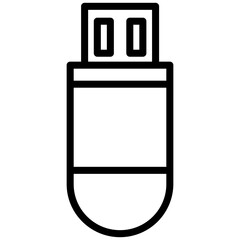 Usb flash drive icon, lined icon vector, black and white outline icon symbol.