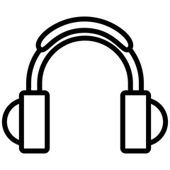 Headset icon, lined icon vector, black and white outline icon symbol.