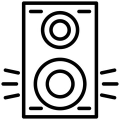 Music speaker icon, lined icon vector, black and white outline icon symbol.