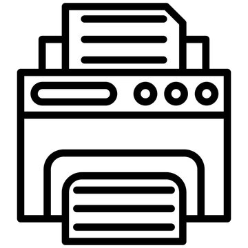 Printer document desktop icon, lined icon vector, black and white outline icon symbol.