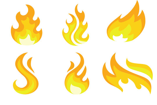 fire flames set, simple vector flame icons
