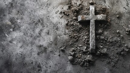 Ash Wednesday. Background with cross or crucifix and ashes. Holiday concept background.