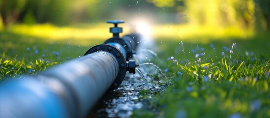 Installing a pressure relief valve in the irrigation pipeline system can enhance water delivery speed and efficiency by reducing air pressure. - obrazy, fototapety, plakaty