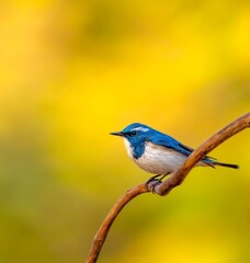 ultramarine flycatcher A beautiful blue and white bird, perched on a branch.