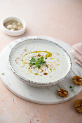 Cold cucumber soup with walnut