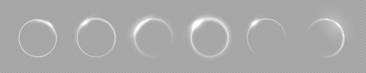 Light white circle. The energy flow tunnel. Curve light effect of white line. Abstract luxury white light vector flare semicircle and spark light effect. Luminous white circle portal. Ring line