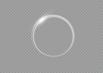 Light white circle. The energy flow tunnel. Curve light effect of white line. Abstract luxury white light vector flare semicircle and spark light effect. Luminous white circle portal. Ring line