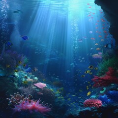 Mystical Depths - Sunlight Filtering Through an Oceanic Wonderland