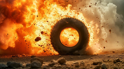 burning tire background
